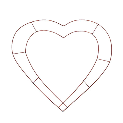 Flat Copper Wire Wreath Frames - Hearts 15" (38.1cm)