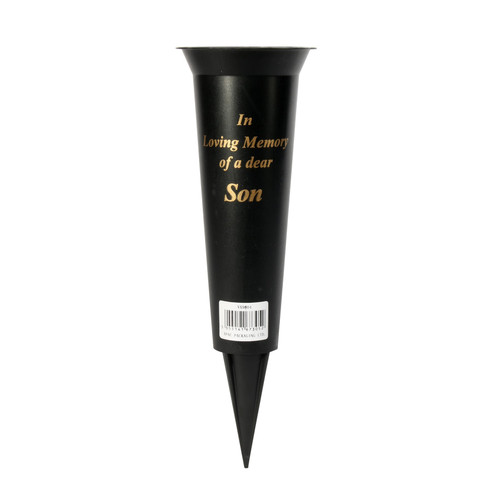 In Loving Memory of a Dear Son Black Spike Grave Vase