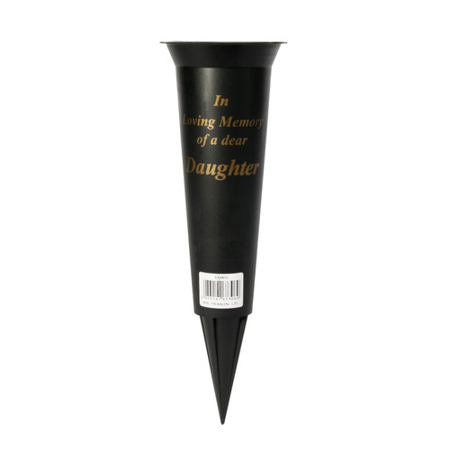In Loving Memory of a Dear Daughter Black Spike Grave Vase
