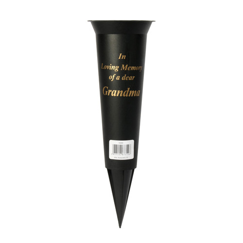 In Loving Memory of a Dear Grandma Black Spike Grave Vase
