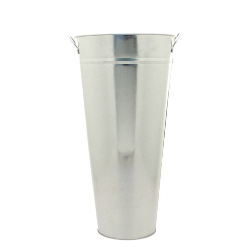 Silver Galvanised Vase with Handles 55cm H