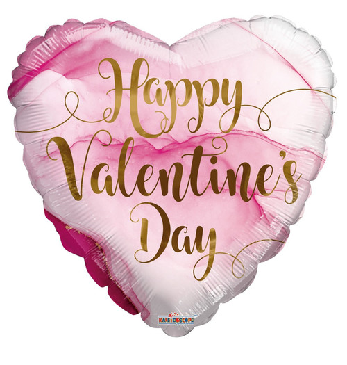 18" Happy Valentine's Day Marbled Heart Balloon