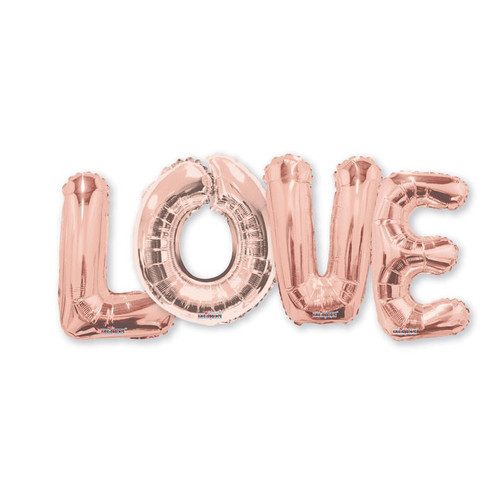 Foil Balloon Word - Love Script Rose Gold (14"/35cm)