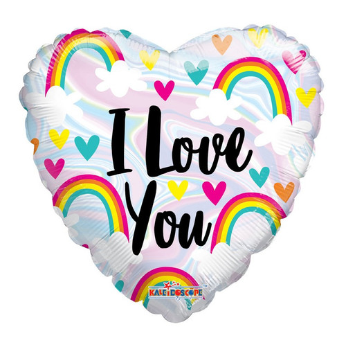 Foil Balloon - I Love You Rainbows Heart (18"/45cm)