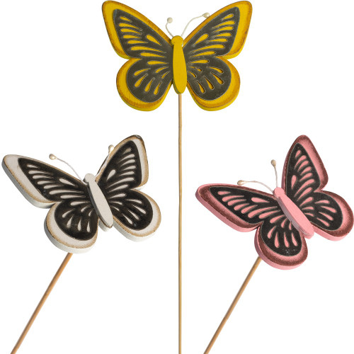 Flower Picks - Butterfly Embellished (Set of 3)