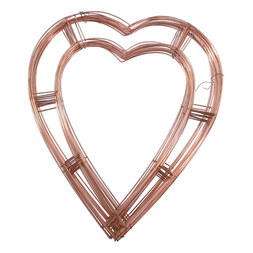 Flat Copper Wire Wreath Frames - Hearts 18"