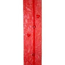 Sheer Red Organza Wall Hanger Decoration with Red Hearts
