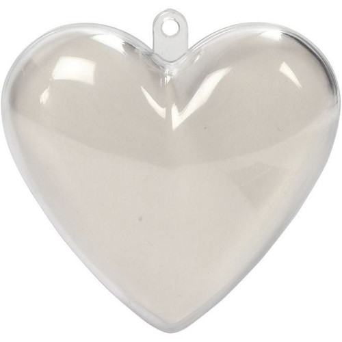 Baubles - Clear Acrylic Fillable Heart Shaped Pack of 10