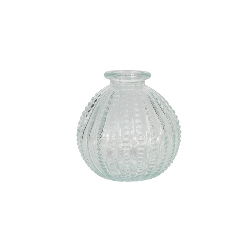 Bottle Beaded Texture Glass Vase - Helena Clear (8cm)