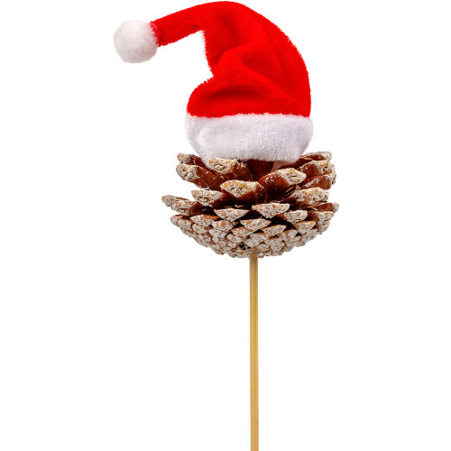 Santa Hat Pine Cone Pick