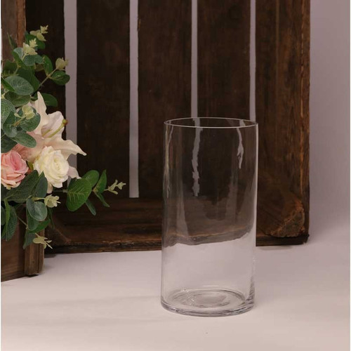 Glass Cylinder Vase - Clear 20cm H