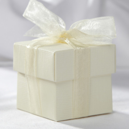 Favour Box - Square Box with Lid Ivory