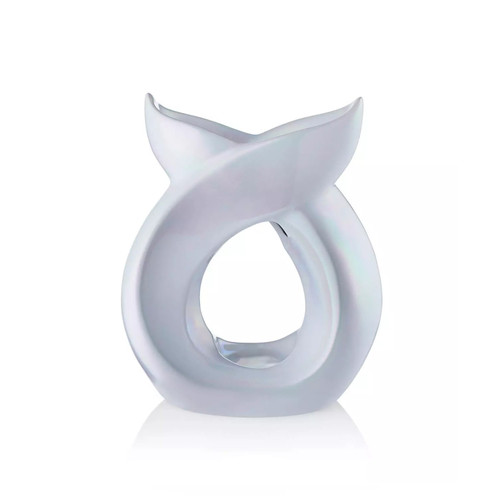 Wax Melt Burner by Ava May - Pearlised White Ceramic Cross Over