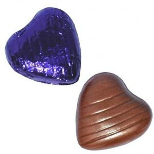 Chocolate Hearts - Milk Chocolate in Purple Foil x 50