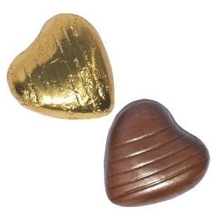 Chocolate Hearts - Milk Chocolate in Gold Foil x 50