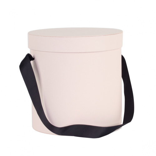Hat Box - Medium Powder Pink Ribbon Handle