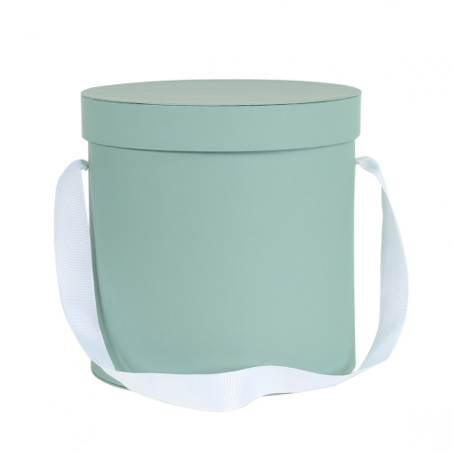 Hat Box - Medium Soft Grey with Ribbon Handle