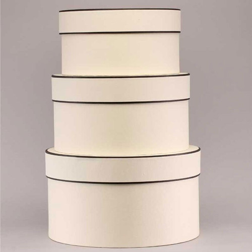 Hat Boxes - Cream with Black Trim (Set of 3)