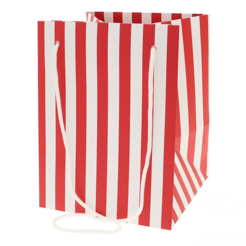 Hand Tie Gift Bag (Tall) - Candy Stripe Red