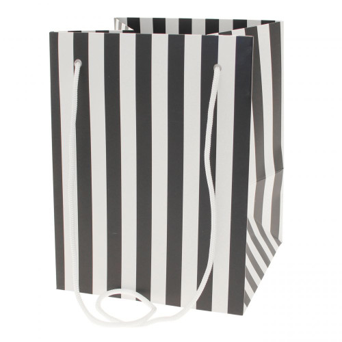 Hand Tie Gift Bag (Tall) - Candy Stripe Black