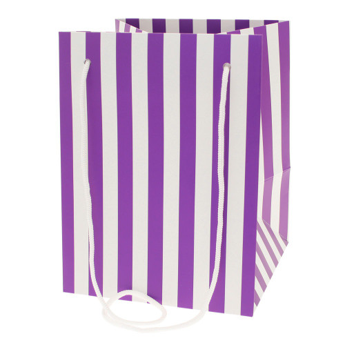 Hand Tie Gift Bag (Tall) - Candy Stripe Purple