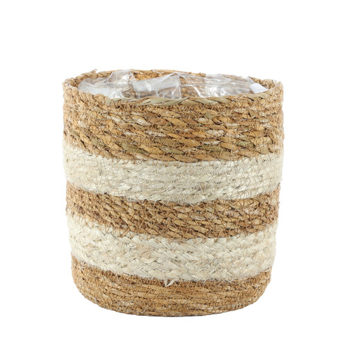 Seagrass Basket Medium - Natural Braided Stripe