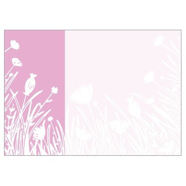Flat Message Cards (Large) - Pink with White Wild Flowers Illustration