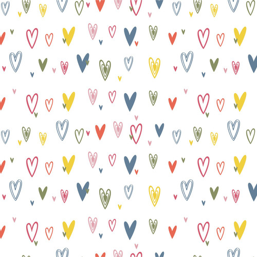 Cello Wrap (Clear) - Colourful Wobbly Hearts