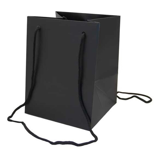 Hand Tie Gift Bag - Black (Tall 19cm)