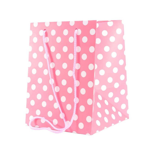 Hand Tie Gift Bag (Tall) - Polka Dot Pink Baby (19cm x 25cm)