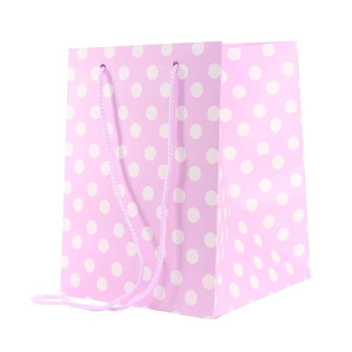 Hand Tie Gift Bag (Tall) - Polka Dot Lilac (19cm x 25cm)