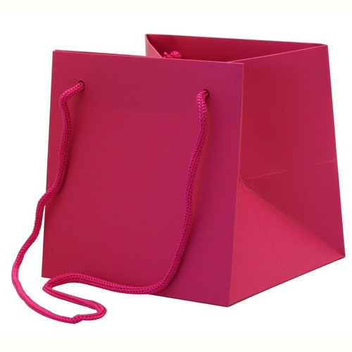 Hand Tie Gift Bag (Cube) - Pink Cerise (17cm x 17cm)