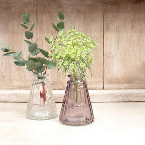Bottle Glass Vase - Pyramid - Grey (10cm)