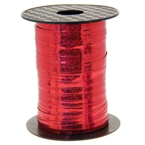 5mm Poly Curling Ribbon Tie - Red Holographic