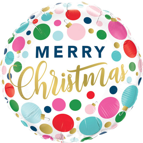 Foil Helium Balloon - Christmas Dots & Ornaments (45cm/18″)