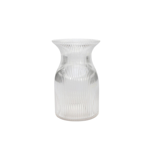 Ribbed Curved Glass Vase - Sweetheart - Clear (19.5cm)