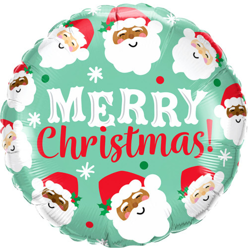 Foil Helium Balloon - Ho Ho Ho Christmas Santas (45cm/18″)