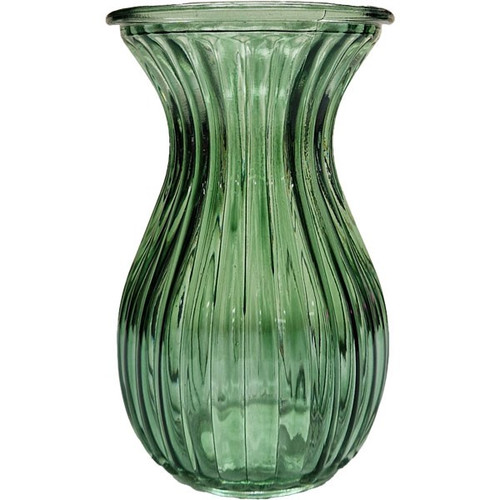 Fluted Flare Top Glass Vase - Harper - Green (14cm)