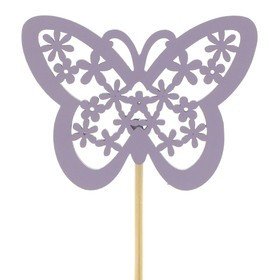 Flower Pick - Butterfly Patterned Lilac (Short Cane)