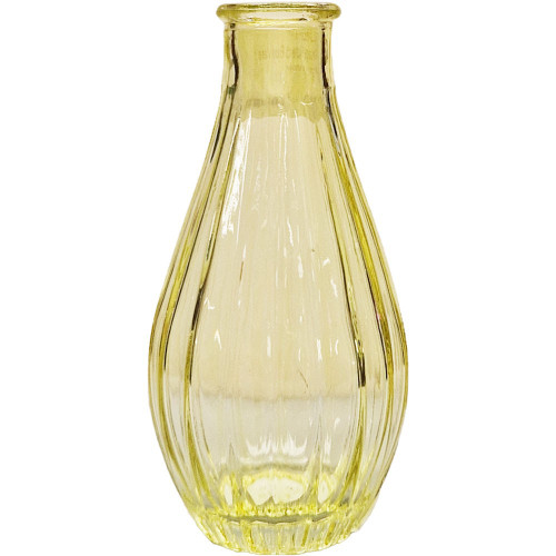 Bud Glass Vase - Vintage Fluted - Yellow (14cm)