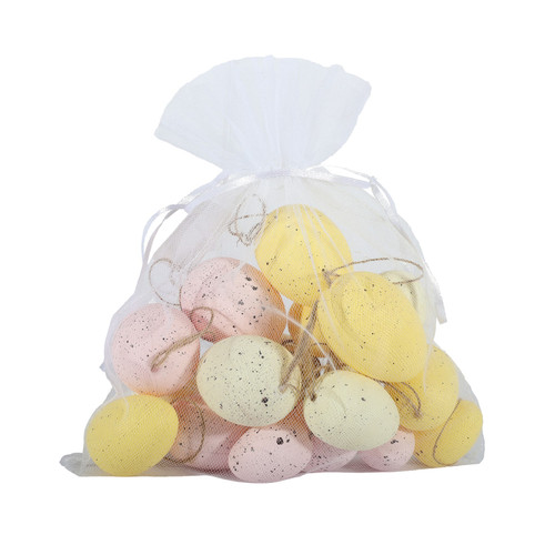 Easter Decorations - Hanging Eggs In Bag - Pink/Yellow