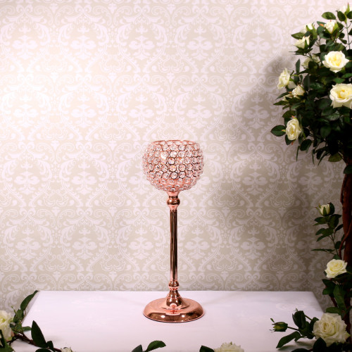 Crystal Globe Candle Holder - Rose Gold (43cm H)
