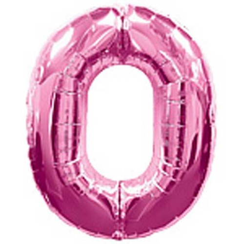 Foil Number Balloon (38") - 0 Pink