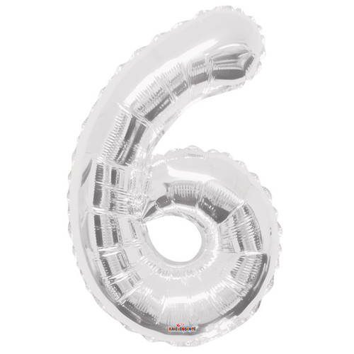 Foil Number Balloon (34") - 6 Silver