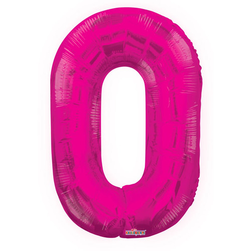 Foil Number Balloon (34") - 0 Pink Magenta