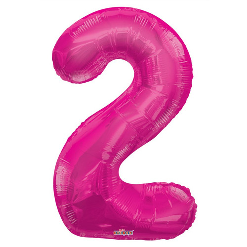 Foil Number Balloon (34") - 2 Pink Magenta
