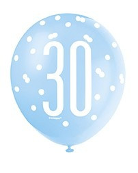 Latex Balloons - 30th Blue & Silver