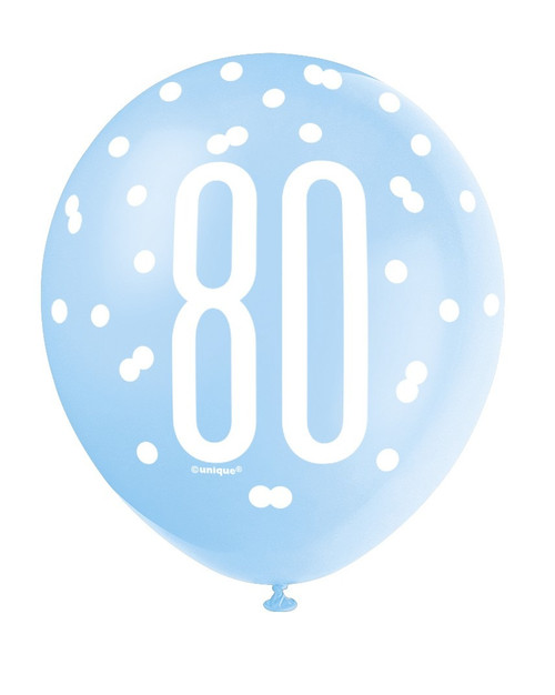 Latex Balloons - 80th Blue & Silver
