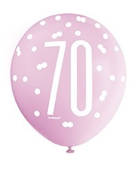 Latex Balloons - 70th Pink & Silver