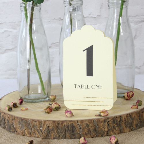 Table Numbers - Ivory, Gold Glitter & Black (1-12)